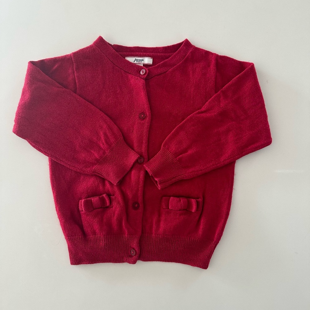 JACADI girl wool blend red cardigan in size 23 mo